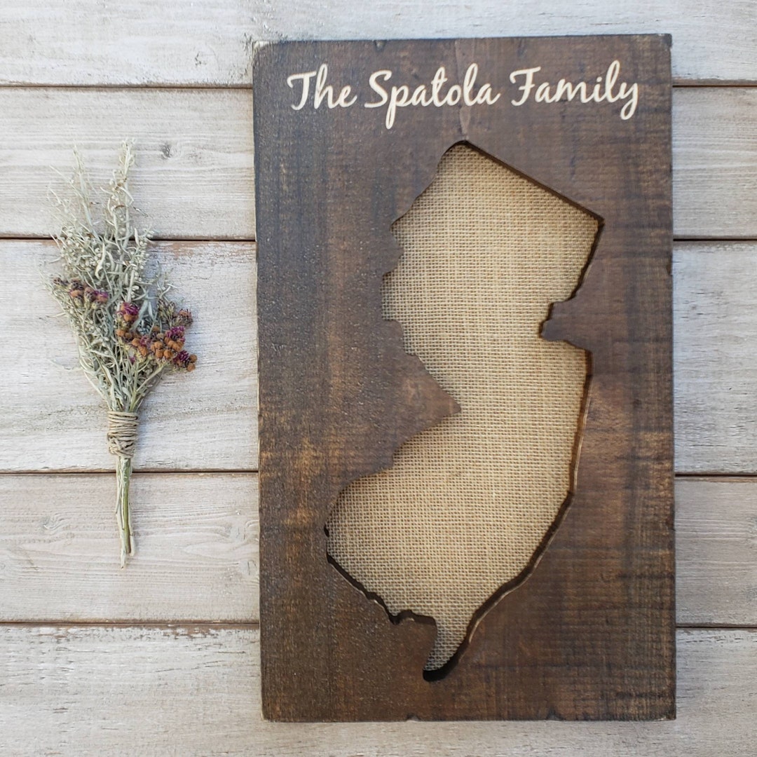 New Jersey Sign, Burlap Print, New Jersey Decor, New Jersey, New Jersey