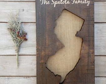 New Jersey Sign, Burlap Print, New Jersey Decor, New Jersey, New Jersey State New Jersey Map, Print, Wall Art Rustic Decor Home Decor, 11x13