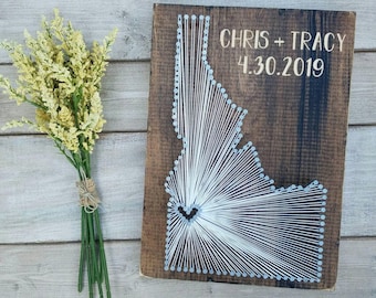 Idaho String Art, Idaho Home Sign, Idaho Decor, Idaho Nail Art, Idaho Gift, Rustic Decor, custom sign, Idaho wall art, Idaho home, 9x13,