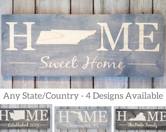 Tennessee Home Sweet Home, Tennessee Sign, Tennessee Decor, Tennessee, Tennessee Home Decor, Rustic Decor, Home Decor, State Art, 9x24