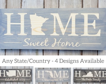 Minnesota Sign, Home Sweet Home, Minnesota Decor, Minnesota, Minnesota Love, Minnesota Home Decor, Rustic Decor, Home Decor, State Art, 9x24