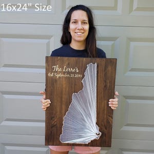 Custom New Hampshire Map Wood String Art | Personalized Home Decor