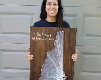 Custom New Hampshire Map Wood String Art | Personalized Home Decor