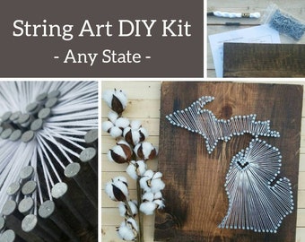 DIY Michigan String Art Kit, State String Art Kit, Michigan Nail Art, Michigan love, Michigan home, Rustic Decor, Custom Sign, 11x13