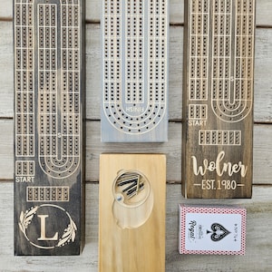 Personalized Cribbage Board, Wood Anniversary Gift, Custom Cribbage Board, Engraved Cribbage Board, Board Game, Game Night, Cribbage, 3.5x15 image 13