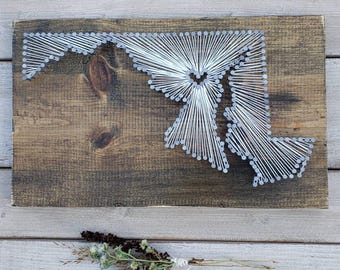 Maryland String Art, Maryland Home Sign, Maryland Decor, Maryland Nail Art, Maryland custom sign, Maryland Gift, Maryland Map, 9x15, 16x24