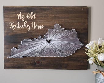 Kentucky String Art, Kentucky Decor, State string Art, Kentucky Nail Art, Rustic Decor, Kentucky home, Kentucky Map, 9x15, 16x24