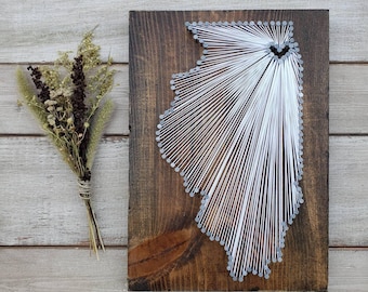 Illinois String Art, Illinois Home Sign, Illinois Decor, Illinois Custom Sign, Illinois Gift, Illinois Map, Illinois Print, 9x13, 16x24