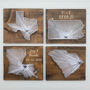 Custom State String Art: Cotton Anniversary Gift, Personalized Wood Sign