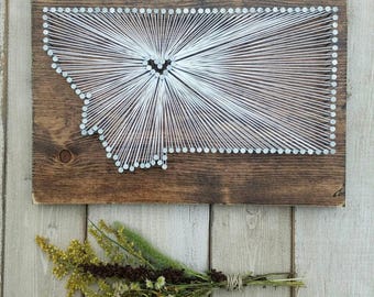 Montana String Art, Montana Home Sign, Montana Decor, State String Art, Montana Nail Art, Montana Gift, Montana Custom Sign, 9x13, 16x24