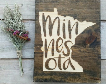 Minnesota Sign, Minnesota Decor, Minnesota, Minnesota Love, Minnesota Home Decor, Rustic Decor, Home Decor, State Art, 9x11