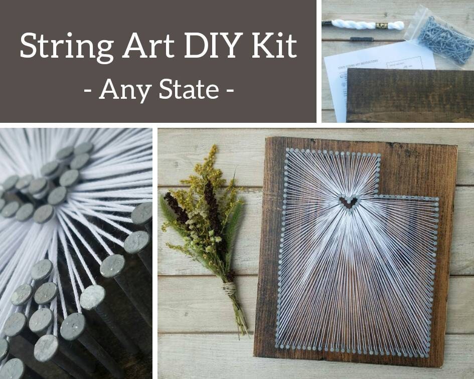 DIY State String Art Kit/ Nail Art Kit/ State String Art/ Anniversary Gifts  for Men/ Anniversary Gifts for Women 