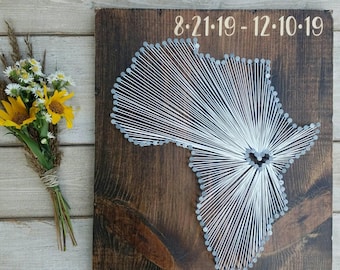 Africa String Art, Africa Decor, State string Art, Africa Nail Art, Rustic Decor, custom sign, adoption gift, Africa Gift, 11x13, 24x24