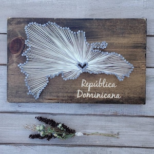 Dominican Republic String Art Map, Personalized Heart, Destination Decor