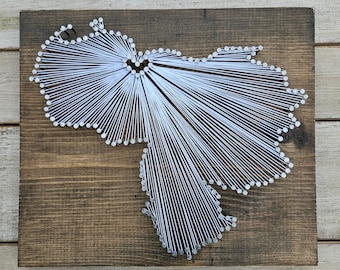 Venezuela String Art sign, Venezuela Wall Art, Venezuela Nail Art Sign, Venezuela Custom Sign, Venezuela Gifts, Venezuela Map, 11x13, 24x24