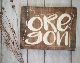 Oregon Sign, Oregon Decor, Oregon Wall Art, Oregon Gifts, Oregon Home Decor, Oregon Print, Rustic Decor, Home Decor, State Art, 9x11