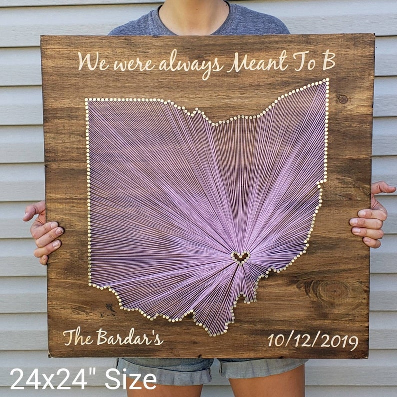 Ohio String Art, Ohio Decor, State string Art, Ohio Nail Art, Ohio Map, Rustic Decor, custom sign, Ohio Love, Ohio Gift, 11x13, 24x24 image 4