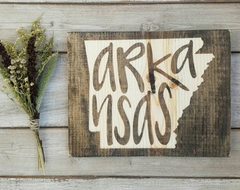 Arkansas Sign, Arkansas Decor, Arkansas State Sign, Arkansas Art Print Map, Arkansas Rustic Home Decor, Arkansas Gifts State Art, 9x11