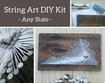 DIY Virginia String Art Kit, State string Art Kit, Virginia Nail Art Virginia Wall Art Virginia State Map Virginia Print Virginia decor 9x13
