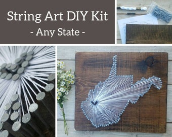 DIY West Virginia String Art Kit, State string Art Kit, West Virginia Nail Art, custom sign, West Virginia Map, West Virginia home, 11x13