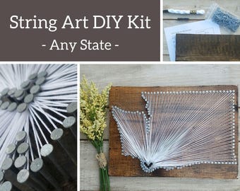 DIY Washington String Art Kit, State String Art Kit, Washington Nail Art, Washington love, Washington home, Rustic Decor, WA, 9x13
