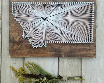 Montana String Art, Montana Home Sign, Montana Decor, State String Art, Montana Nail Art, Montana Gift, Montana Custom Sign, 9x13, 16x24