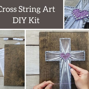 Cross String Art DIY kit, Catholic Art, Catholic Gifts, Cross String Art Kit, String Art Kit, Catholic Cross, Easter Decor,Easter gifts,9x13