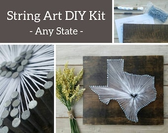 DIY Texas String Art Kit, State String Art Kit, Texas Nail Art, Rustic Decor, custom sign, Texas love, Texas home, Texas decor, 11x13