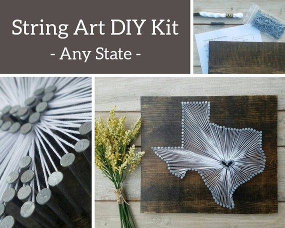 DIY Texas String Art Kit, State String Art Kit, Texas Nail Art