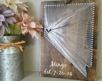 Nevada State String Art, Custom Location, Rustic Wood Sign