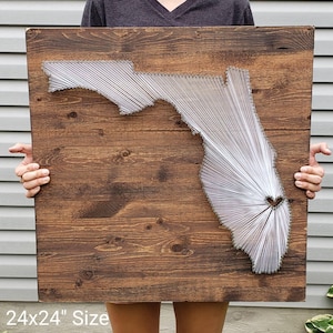 Florida String Art, Rustic Wood State Sign, Custom Moving Away Gift