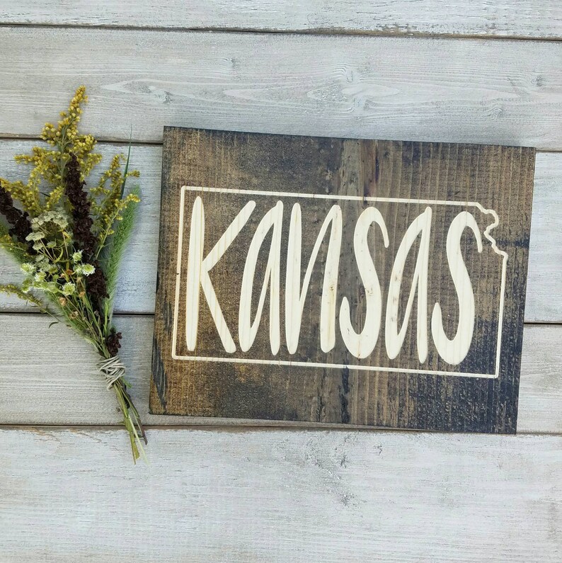 Kansas Sign Kansas Decor Kansas Kansas Love Kansas Home Etsy