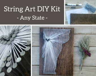 DIY Vermont String Art Kit, State string Art Kit, Vermont Nail Art, custom sign, Vermont Wall Art, Vermont Decor, 9x13