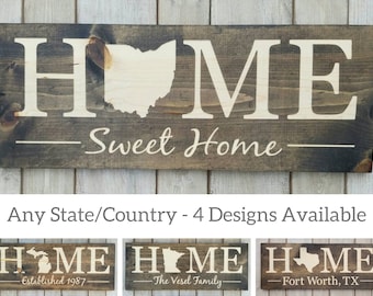 Ohio State Sign, Home Sweet Home, Ohio Gift, Ohio Map, Ohio Love, Ohio Home Decor, Rustic Decor, Home Decor, Ohio Wall Art, State Art, 9x24