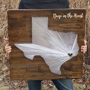 Texas String Art Sign, Custom Heart Location, Texas Home Decor