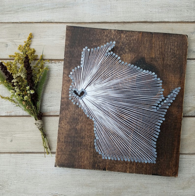 11x13 Wisconsin Nail Art Wisconsin String Art custom sign State string Art Wisconsin Decor Rustic Decor Wisconsin Gift Wisconsin Map