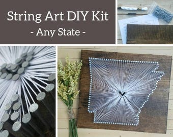 DIY Arkansas String Art Kit, State String Art Kit, Arkansas Nail Art, Custom sign, Arkansas wall art, Arkansas Print, Arkansas Map 11x13