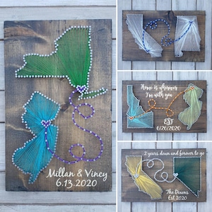 Two State String Art: Long Distance Gift, Cotton Anniversary