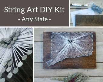 DIY Connecticut String Art Kit, State string Art kit, Connecticut Nail Art, Custom sign, Connecticut love, Connecticut home, 9x13