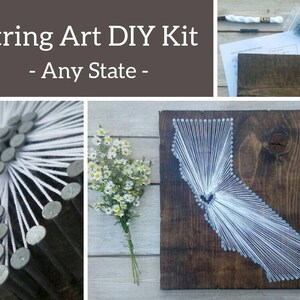 DIY California String Art Kit, Rustic Wood State Sign, Personalized Gift