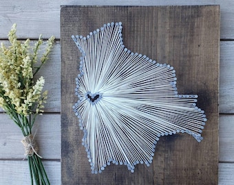 Bolivia String Art sign, Bolivia Wall Art, Bolivia Nail Art Sign, Bolivia Custom Sign, Bolivia Gifts Map, Wood Wall Art, 11x13, 24x24