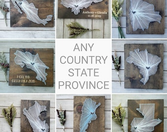 ANY Country String Art, South America Map, Destination Wedding, Belize Sign, Nicaragua Sign, Panama Sign, Venezuela Sign, Guyana, Uruguay