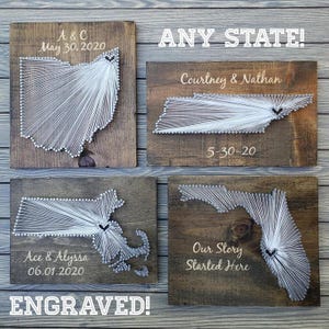 Custom State String Art Map - Personalized Anniversary Gift