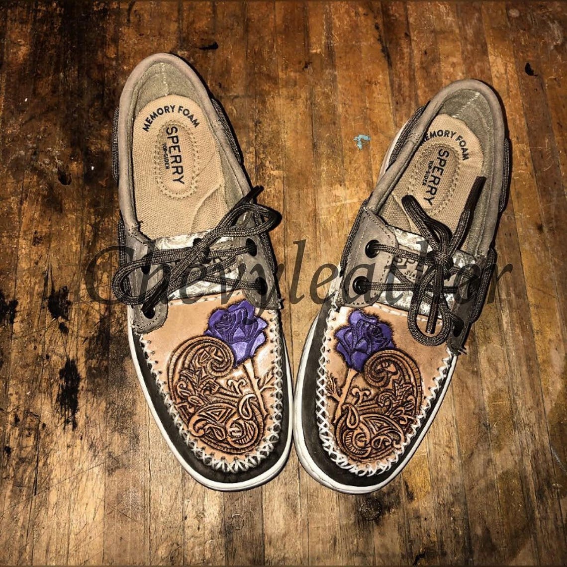 WOMENS Custom Tooled Sperrys | Etsy
