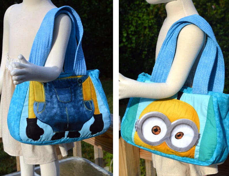 MINIONS Travel Toys DayCare Car Seat Bag Toddler Size Minion Carry-All Bag Quilted Layers Boy or Girl So Cute with 2 Different Sides