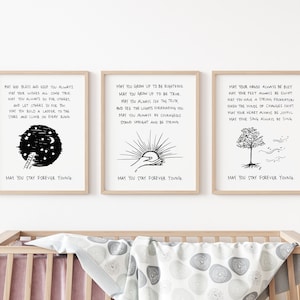 SET OF 3! Forever Young Lyrics Wall Art, Digital Art Prints, Original Line Art Prints, Nursery Decor, Baby Shower Gifts, Bob Dylan Lyrics