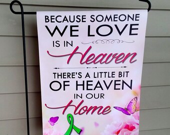 Memorial Flag, Cancer Flag, Cancer Awareness, Personalized Flag, Garden Flag, Love, Memories, Heaven Vinyl Flag