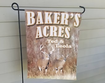 Hunters Flag, Deer, Personalized Flag, Hunting Sign, Deer Flag, Buckmaster, Yard Flag, House Flag, Vinyl Flag