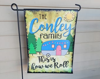 Camping Flag, Garden Flag, Happy Camper Flag, Personalized Flag, Camp Flag, Camper, Yard Flag, House Flag, Vinyl Flag