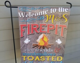 Firepit Flag, Fire pit, Flag , Personalized Flags, Fire pit, Camping Flag, Vinyl Flag, Camp Fire
